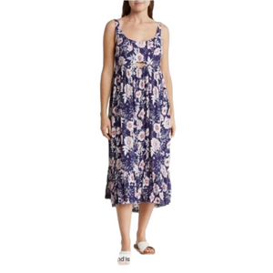 Stitchdrop Women's Marathon Floral Print Tank Maxi Dress In Peony NWT